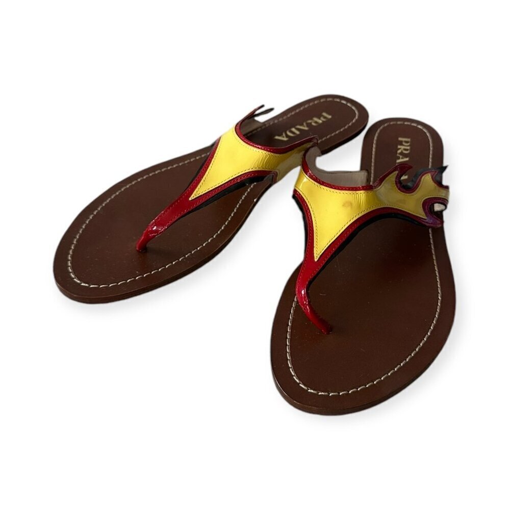 Prada Frame Flat Thong Sandals, Size 39EU, from Prada S/S 2012 Ad Campaign